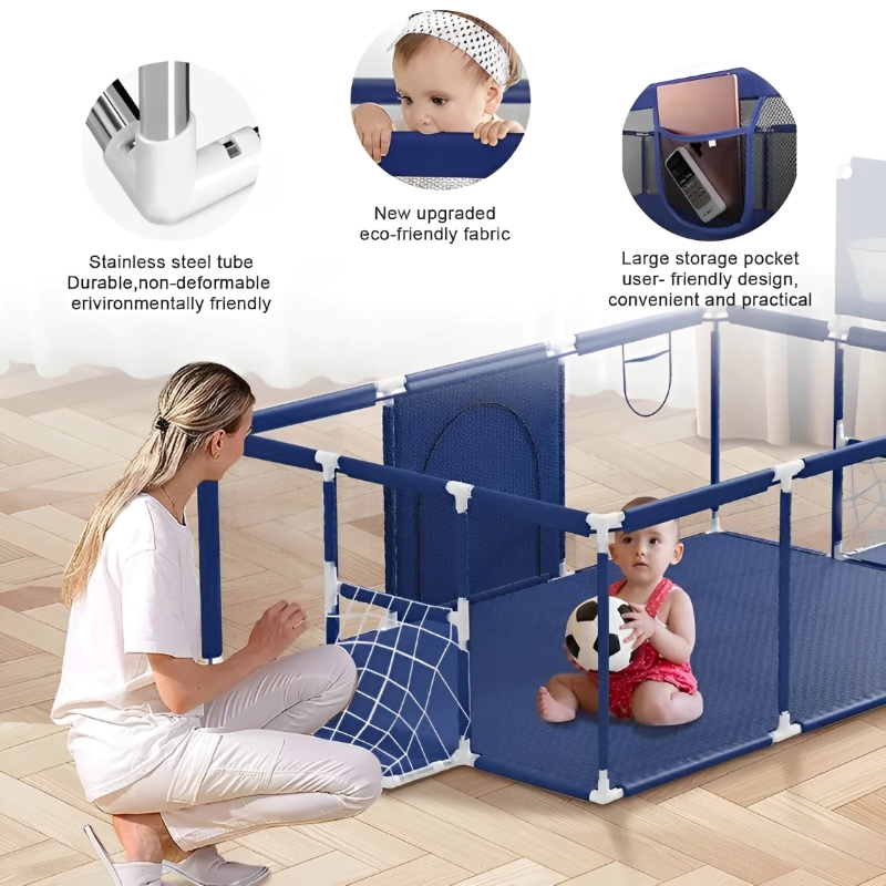 1.8m Corral Seguridad Bebes Con Aro De Basket El azul1.8M — foto 2