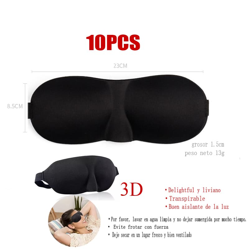10pcs Nueva máscara de ojos 3D para dormir y viajar negro3D — foto 1