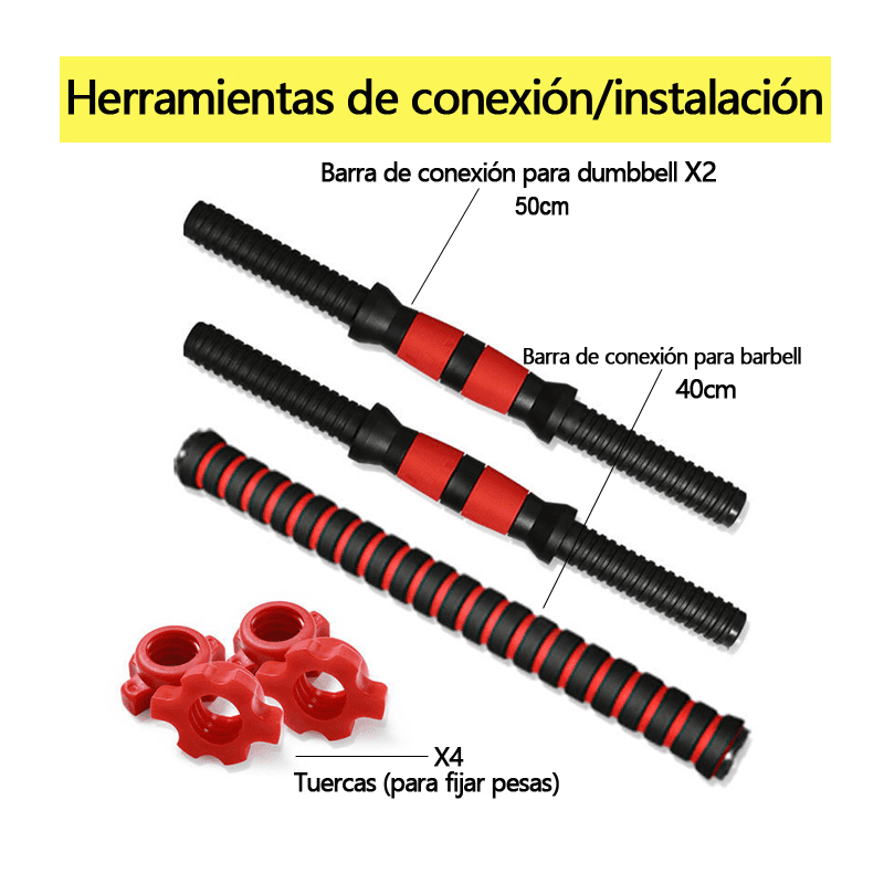 Set Mancuernas Y Barra Unibles 30kg Fitness Pesas Ajustables — foto 4