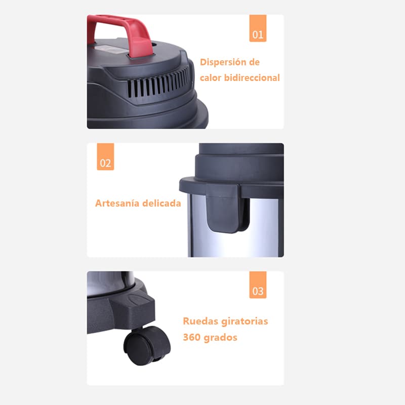 Alila 1500W 20L tubo de acero inoxidable aspirador industrial — foto 4