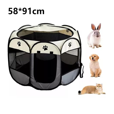 91*58*91cm Corral para mascotas talla XL color blanco y grisXL — foto 1