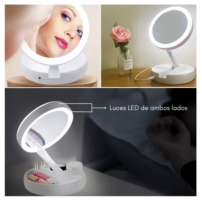 Espejo Con Luz Led Para Maquillaje Plegable — foto 1