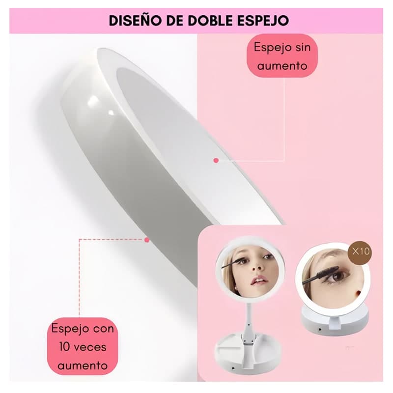 Espejo Con Luz Led Para Maquillaje Plegable — foto 4