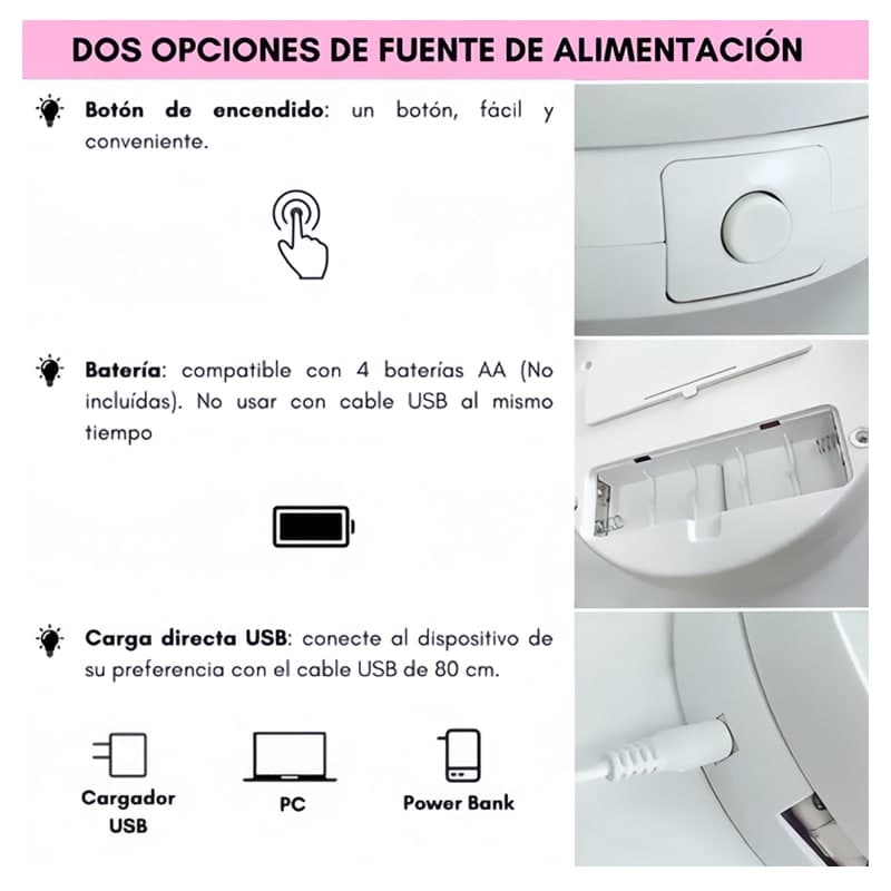 Espejo Con Luz Led Para Maquillaje Plegable — foto 5