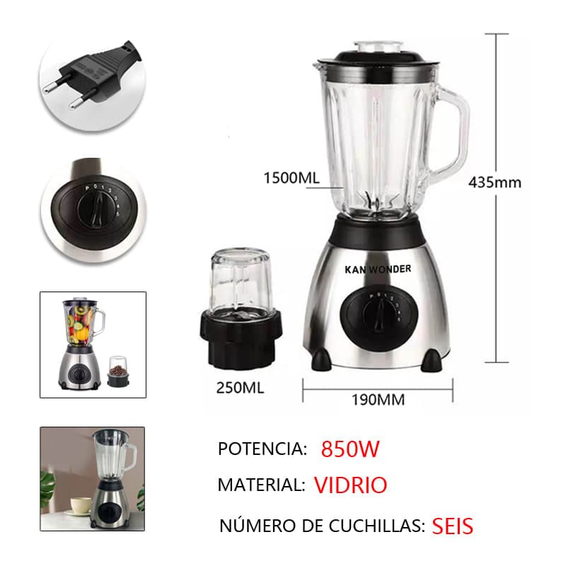 850W 1.5L Licuadora eléctrica con dos vasos de vidrio 1.5L 5 — foto 2