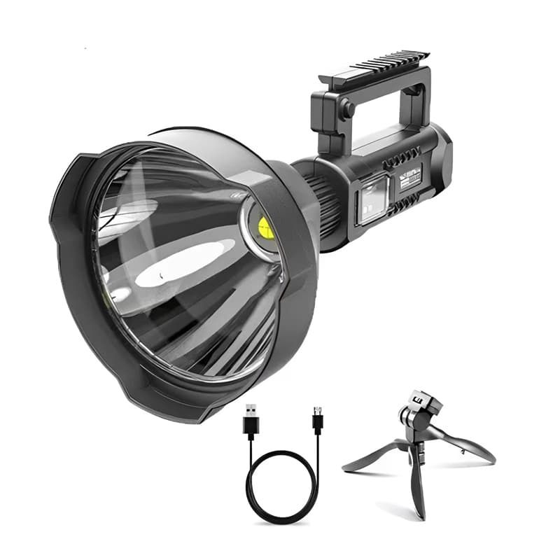 8000HA Foco Linterna Led Gigante W591 Alcance 1200 Mt Usb + Tripode — foto 1
