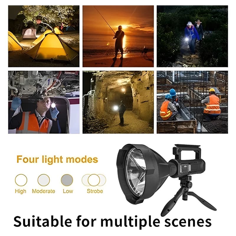 8000HA Foco Linterna Led Gigante W591 Alcance 1200 Mt Usb + Tripode — foto 2