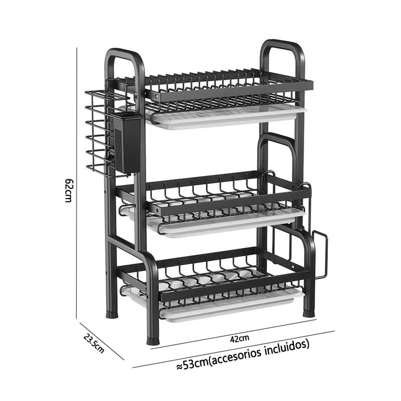 62cm Secador Escurridor De Loza Platos 3 Niveles3 — foto 2