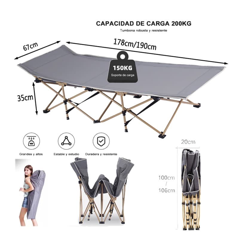 Portátil Catre Cama Campaña Camping Plegable + Bolsa+ — foto 1