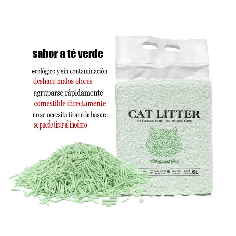 Arena Para Gatos De Tofu (biodegradable/6L 2.2KG)-sabor a té verde — foto 1