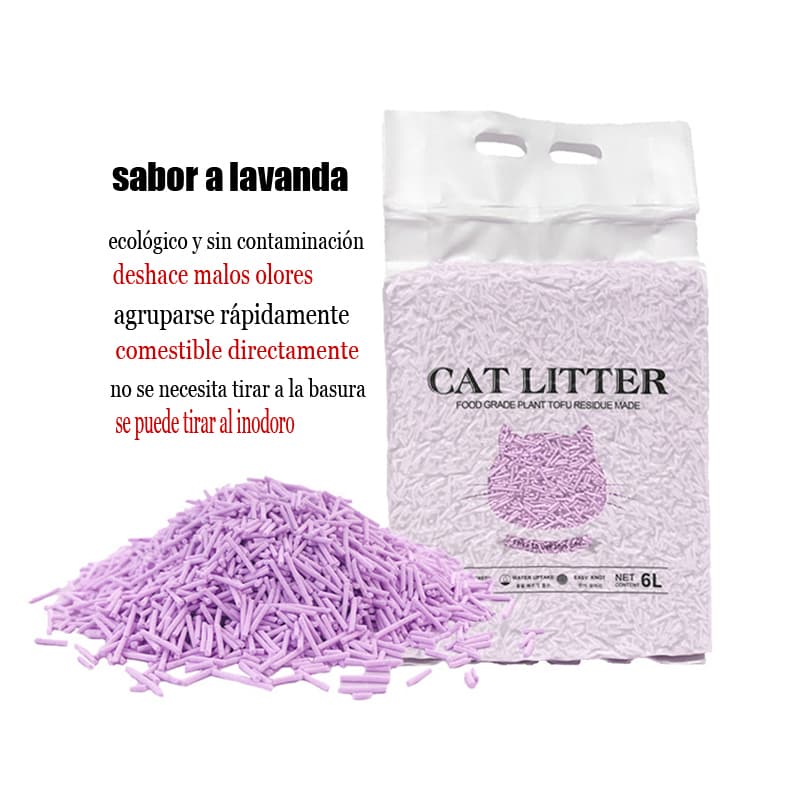 Arena Para Gatos De Tofu (biodegradable/6L 2.2KG)-sabor a lavanda — foto 1