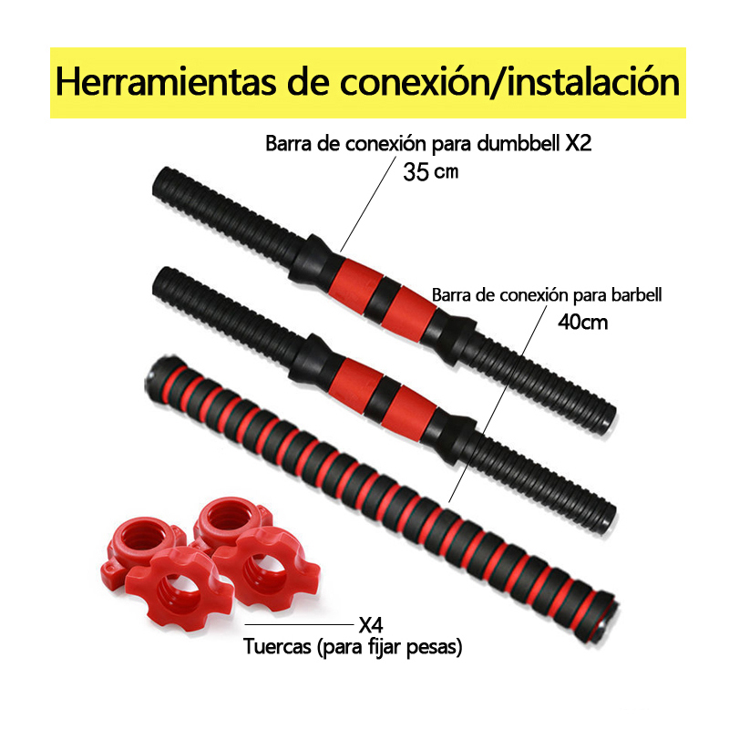 Set Mancuernas Y Barra Unibles 10kg Fitness Pesas Ajustables — foto 4