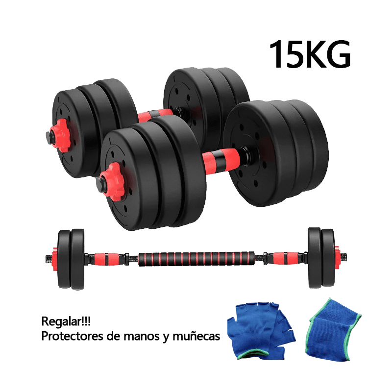 Set Mancuernas Y Barra Unibles 15kg Fitness Pesas Ajustables — foto 1