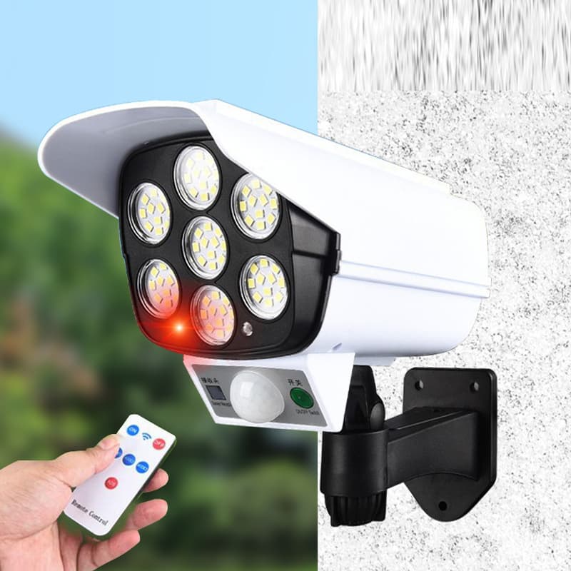 Foco Solar Simula Camara De Seguridad Sensor De Movimiento Color Blanco — foto 1