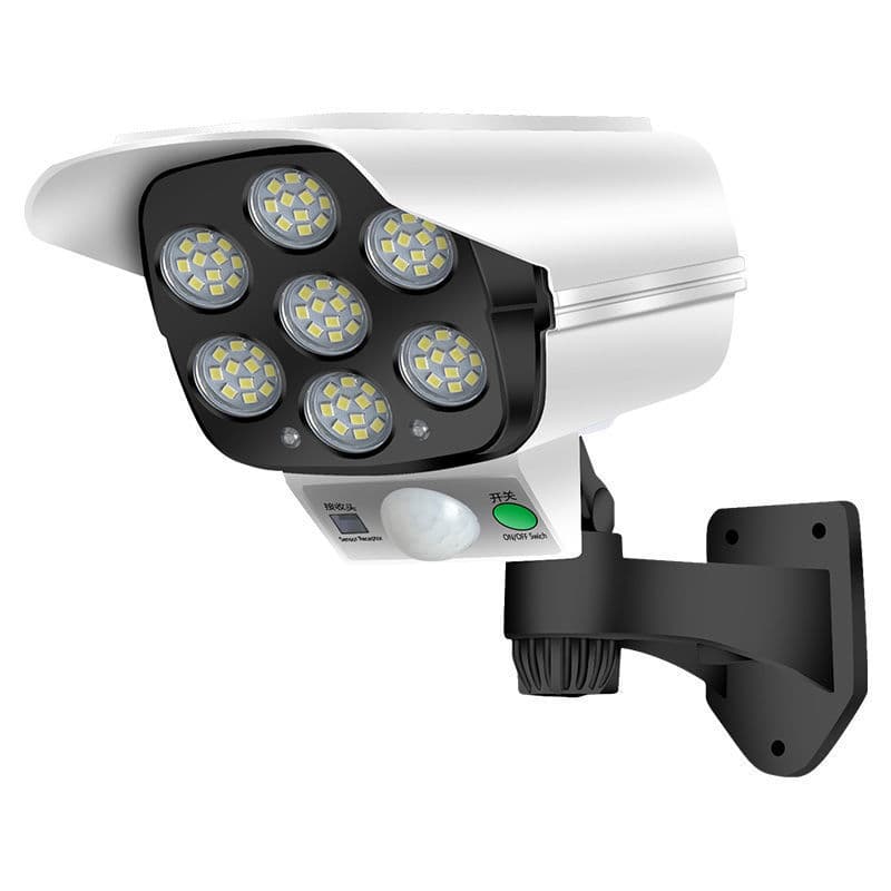 Foco Solar Simula Camara De Seguridad Sensor De Movimiento Color Blanco — foto 2