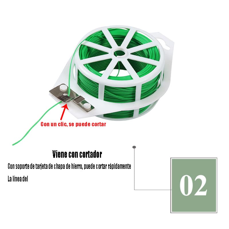 CARLO 50m Rollo Y Cortador De Alambre Green Tie For Plantas De Jardin — foto 5