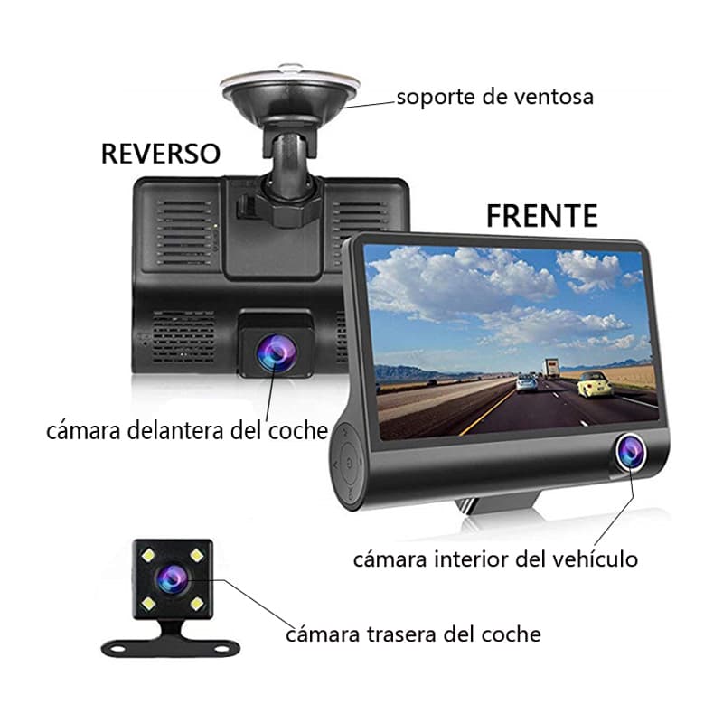 Cámara Para Auto 3 En 1 Frontal Trasera Y Tablero 1080p Hd — foto 1