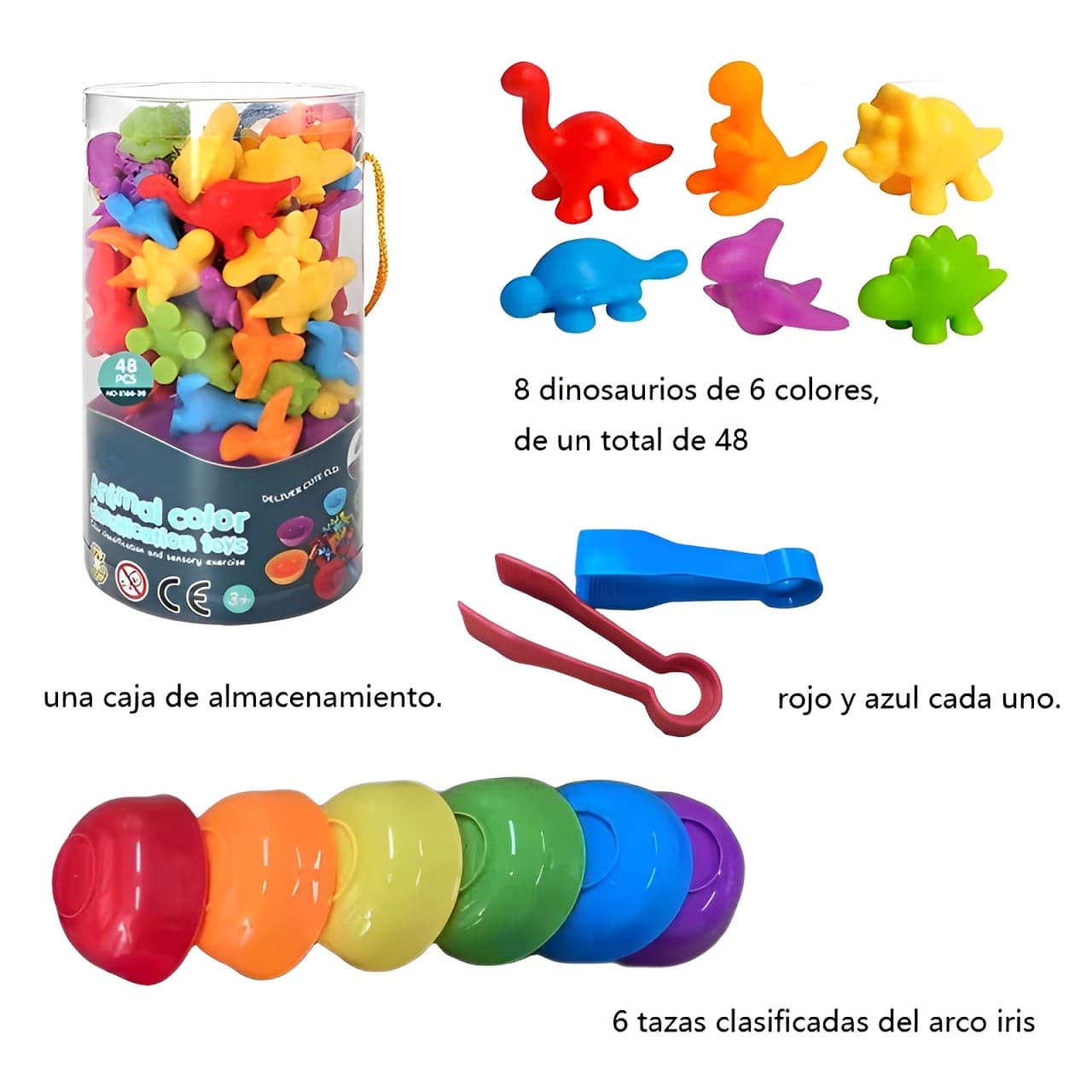 48pcs Dinosaurio Juego Didáctico Niños Juguete Educativo Aprender Colores. — foto 1