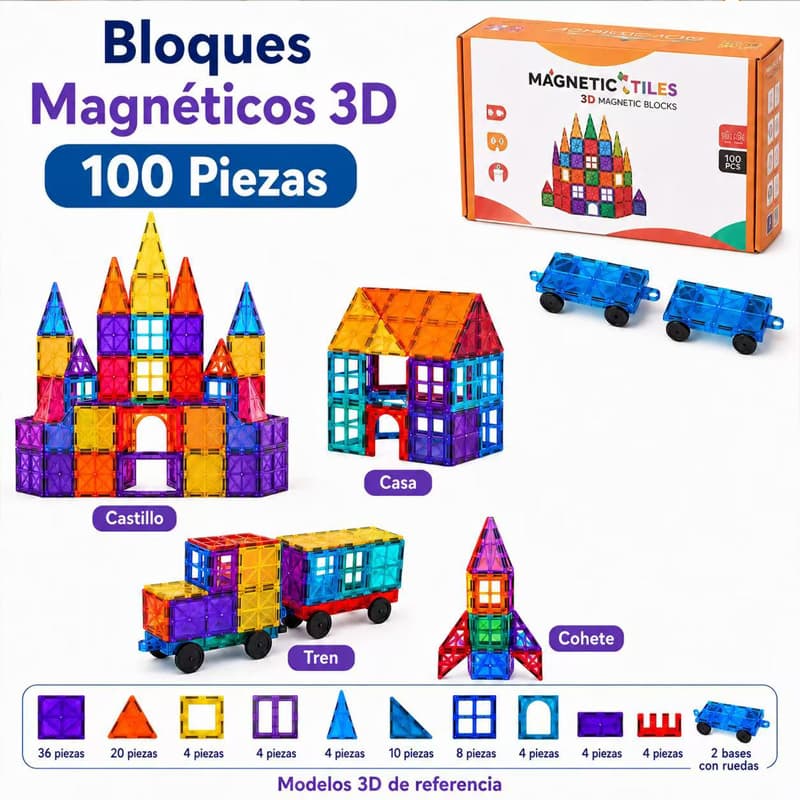 100pcs Juguetes De Bloques De Construcción Magnéticos