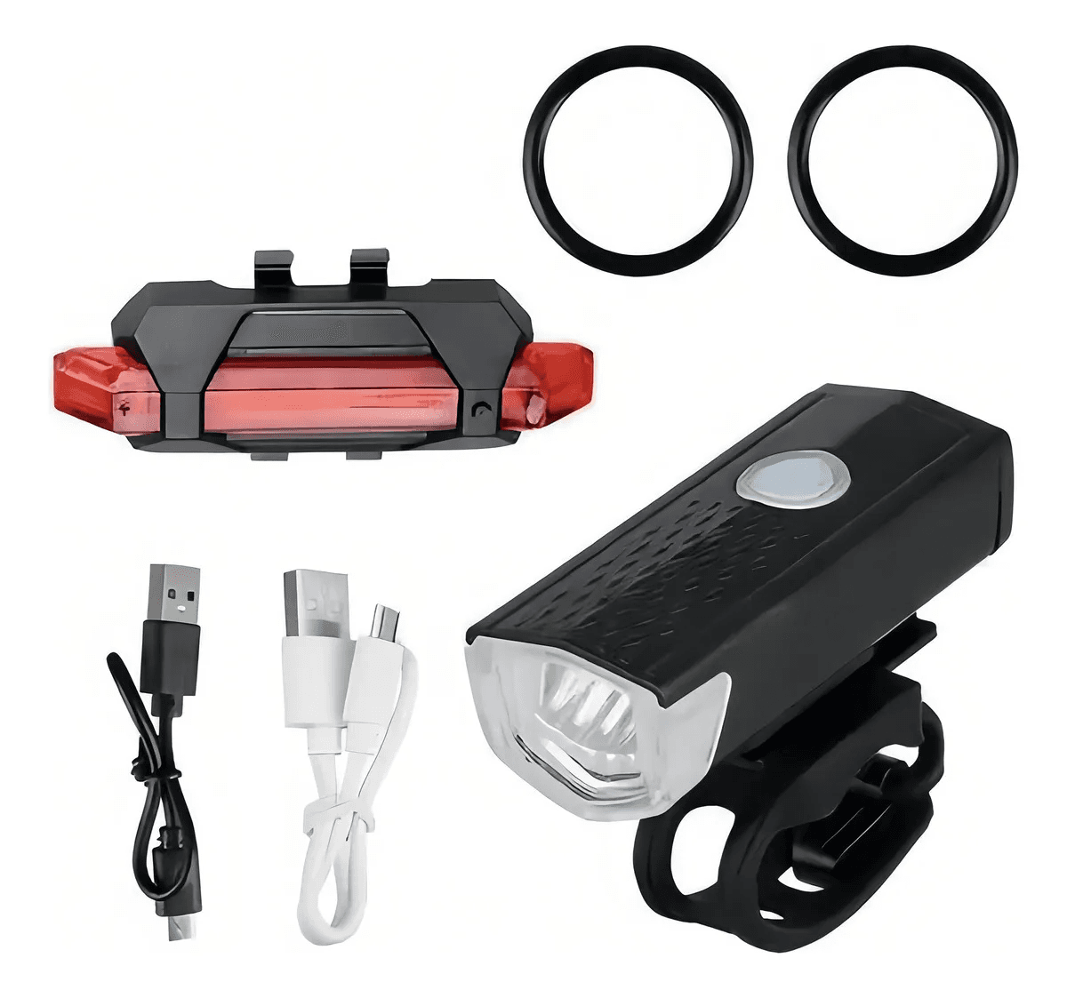 Pack Luz Bicicleta Delantera Y Trasera Recargable Luz Led Color Negro — foto 2