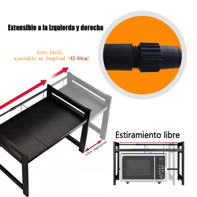 Negro Estante Repisa Extensible Horno Microondas Rack Organizador — foto 5