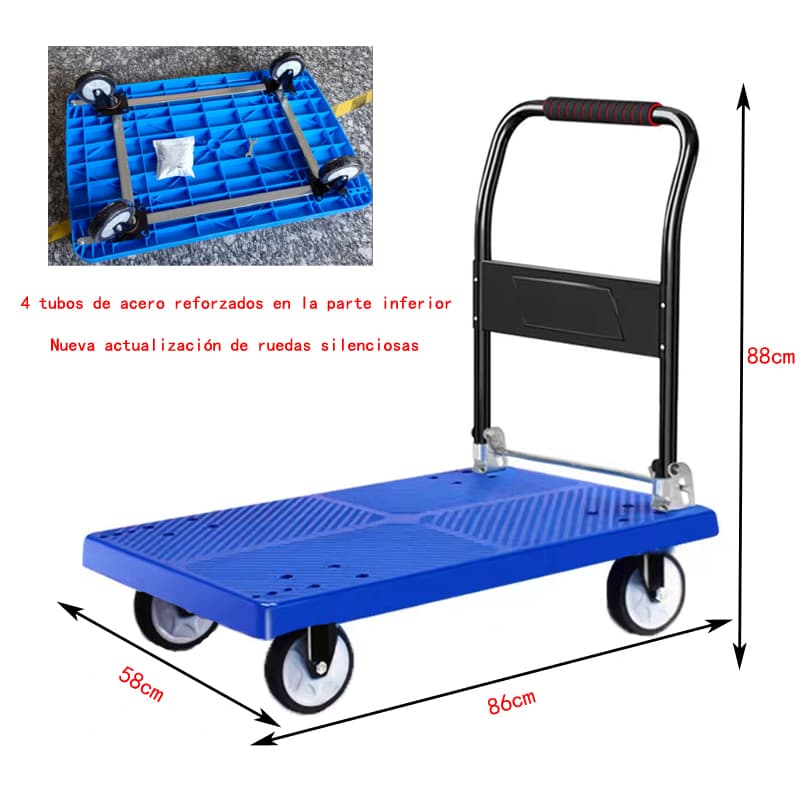 Carro De Carga Plegable Manual Yegua 300kg 4 Ruedas Multiuso — foto 1