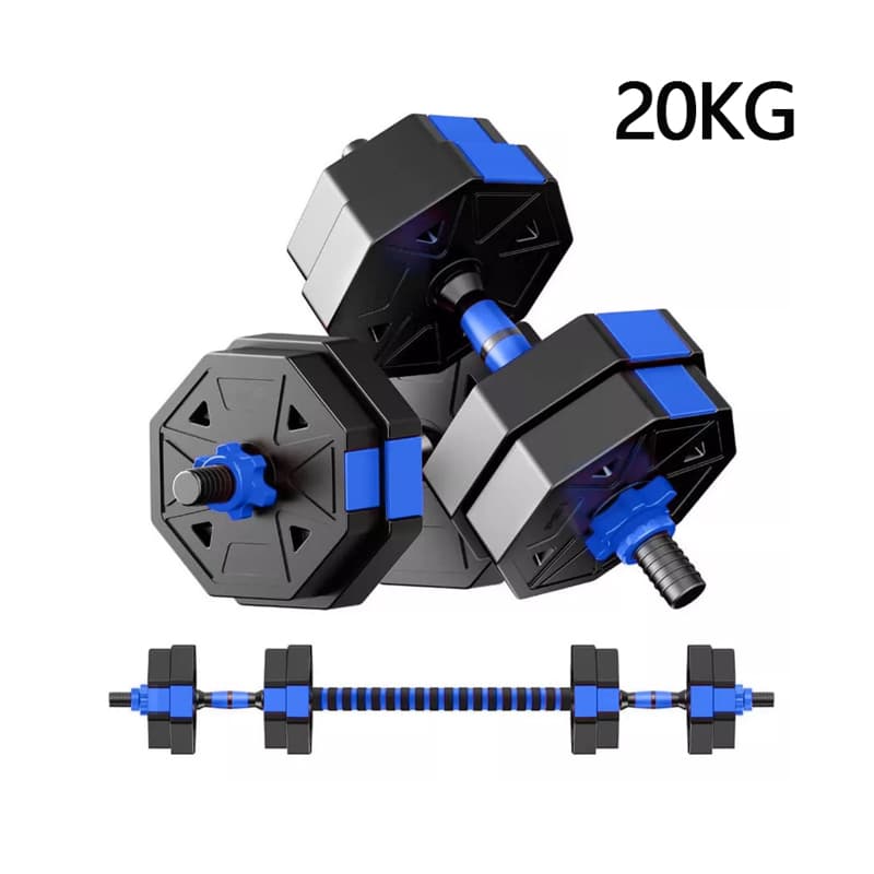 20Kg Mancuernas Ajustables Set De Total Fitnics 2en1 +barra Color Azu — foto 1