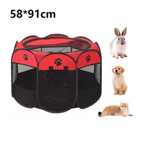 91*58*91cm Corral para mascotas talla XL color rojo y negroXL — foto 1