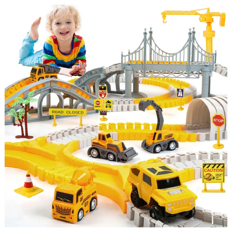Juguete Pista De Auto Para Niño Bloque De Vehiculo Educativo Amarillo. — foto 1
