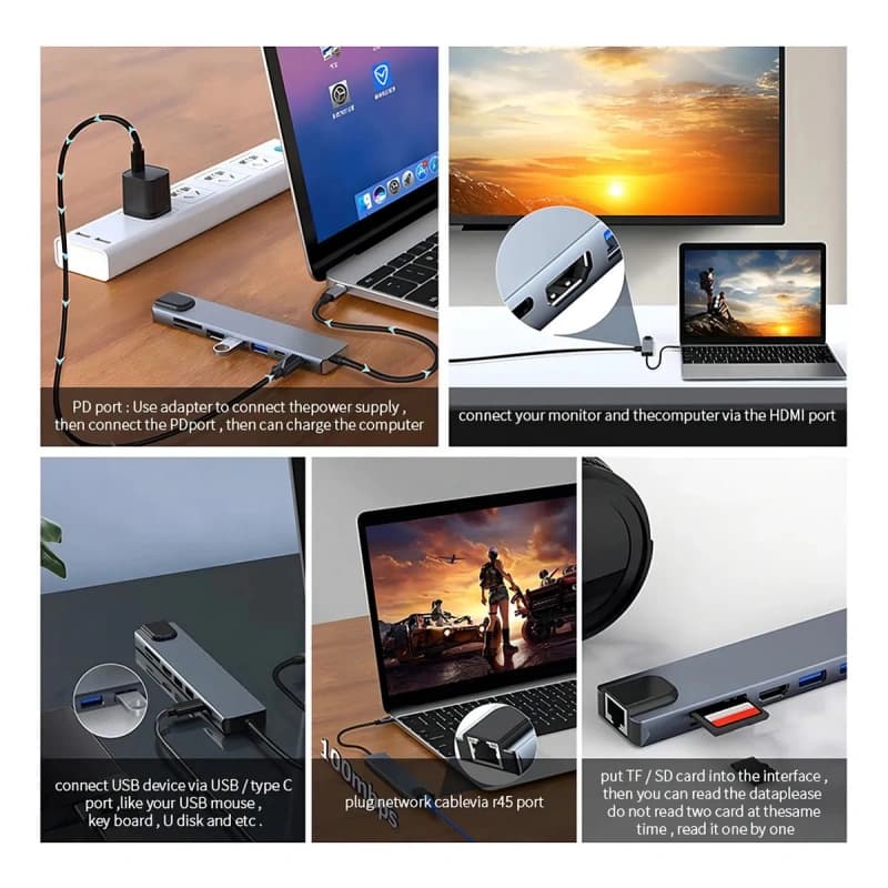Adaptador Hub para Macbook Air M1 M2 8 en 1 USB-C Hdmi 4k.81 — foto 8