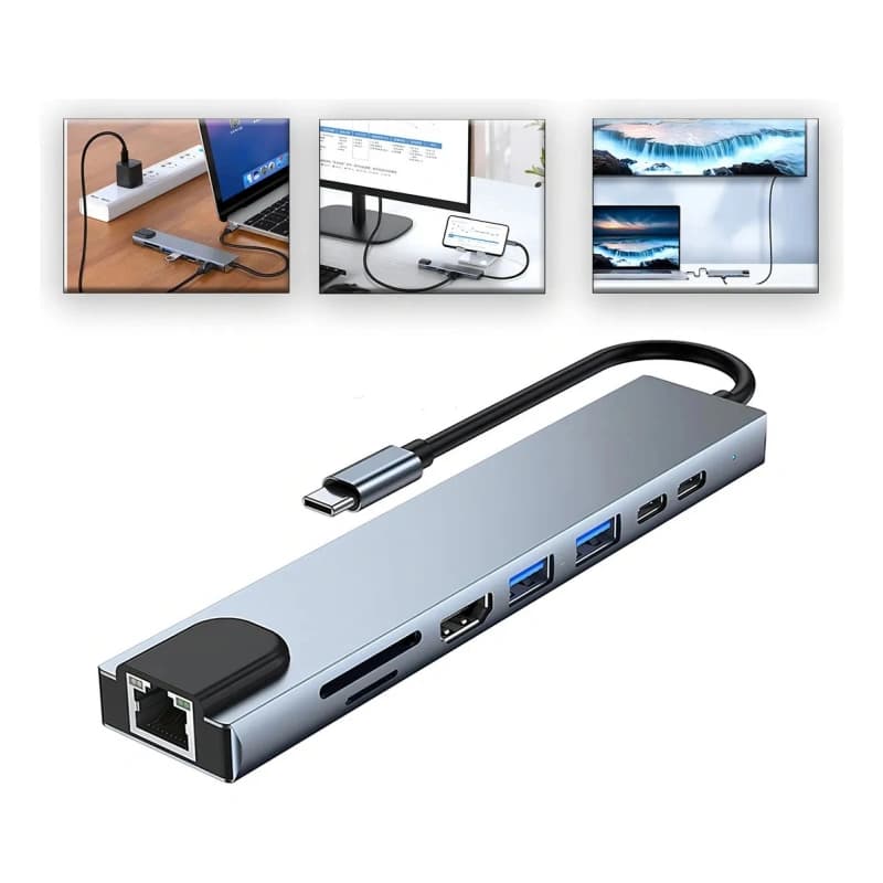 Adaptador Hub para Macbook Air M1 M2 8 en 1 USB-C Hdmi 4k.81 — foto 1
