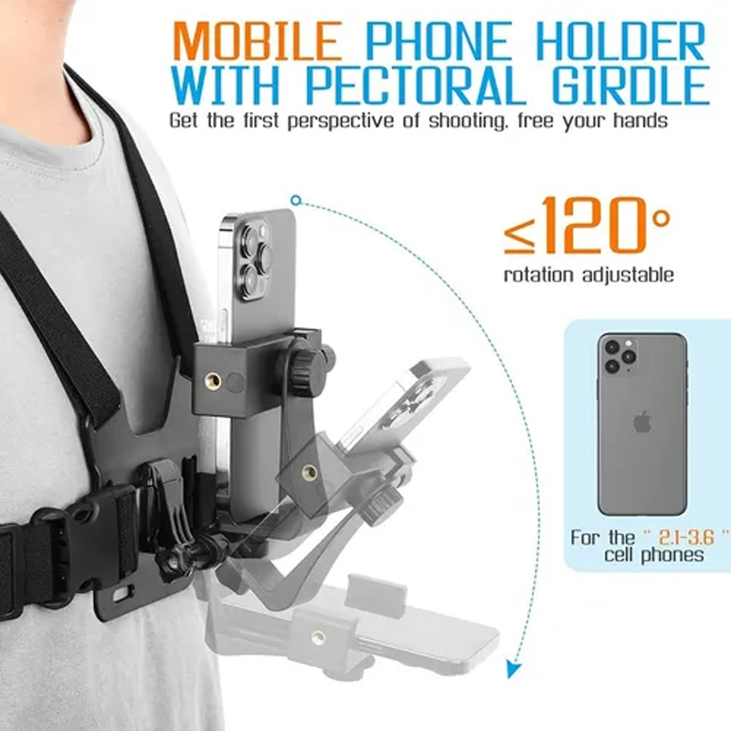 Soporte Celular Ajustable Kit Arnes De Pecho Correa Selfie — foto 5