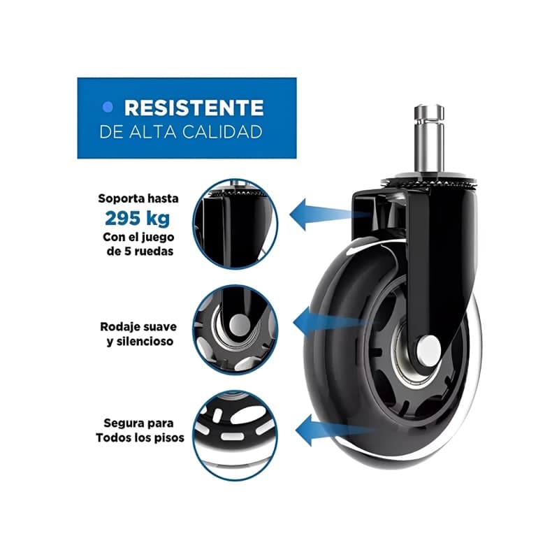 5 Ruedas Giratorias Universales Para Sillas Escritorio — foto 2