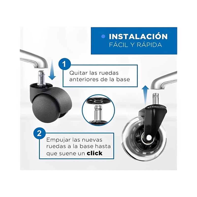 5 Ruedas Giratorias Universales Para Sillas Escritorio — foto 4