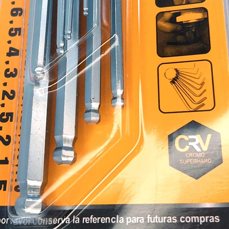 CARLO Llave Allen de hexágono interior tipo L, larga con cabeza esférica 9PCS L — foto 5