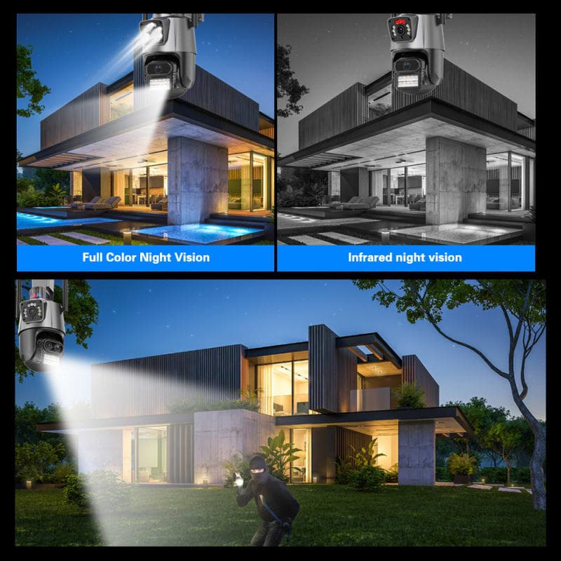 Cámara de Seguridad WiFi al aire libre de doble lente luz de alarma WiFi — foto 5